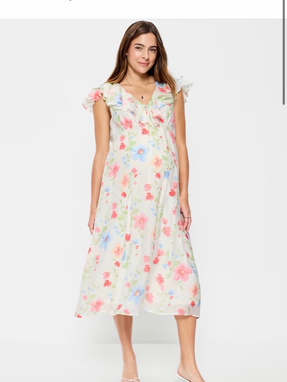 Old Navy White Sundress with Pink & Blue Floral Print